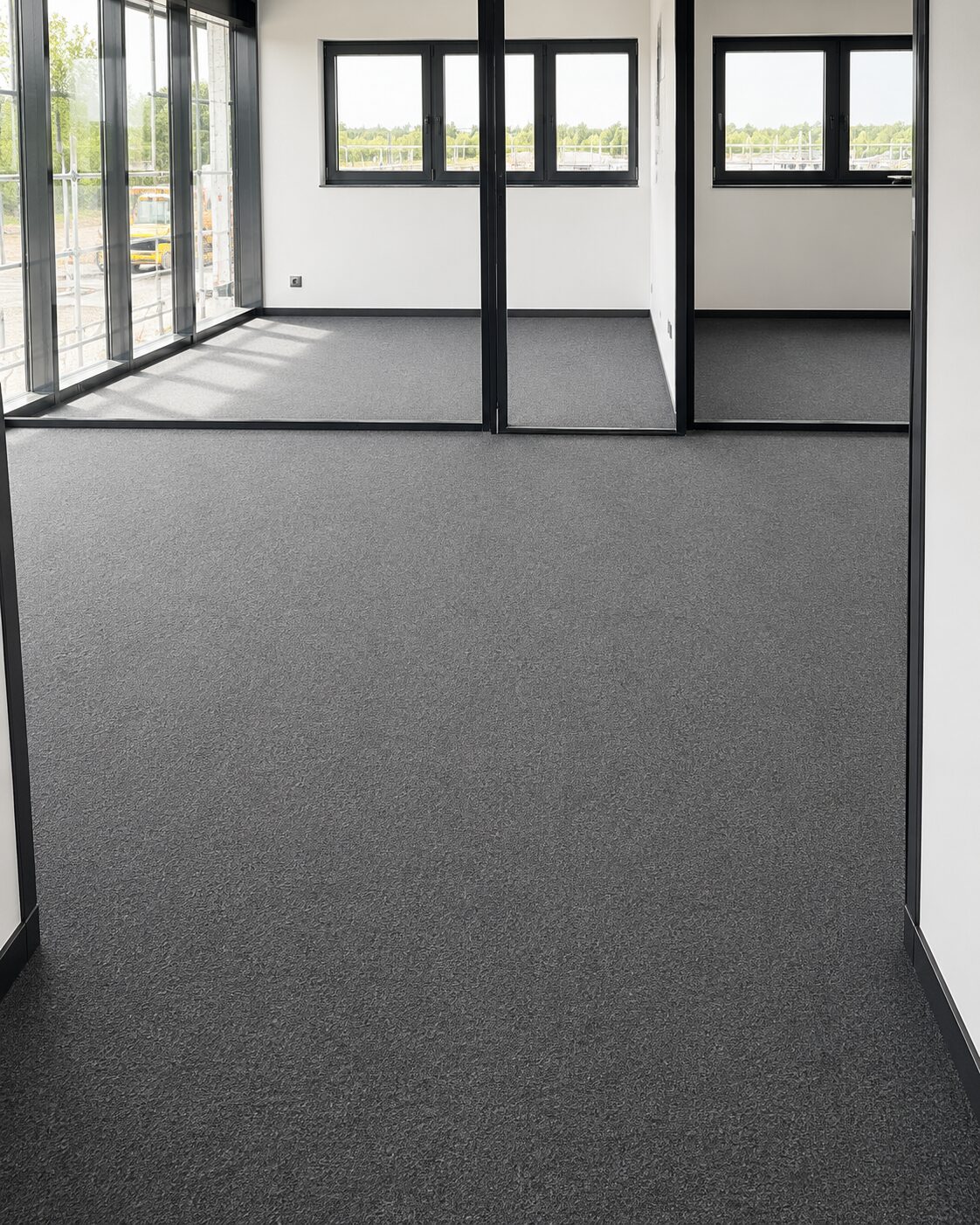 Teppichboden im Büro mit Glastrennwänden – Lenz Wohntex Michelfeld